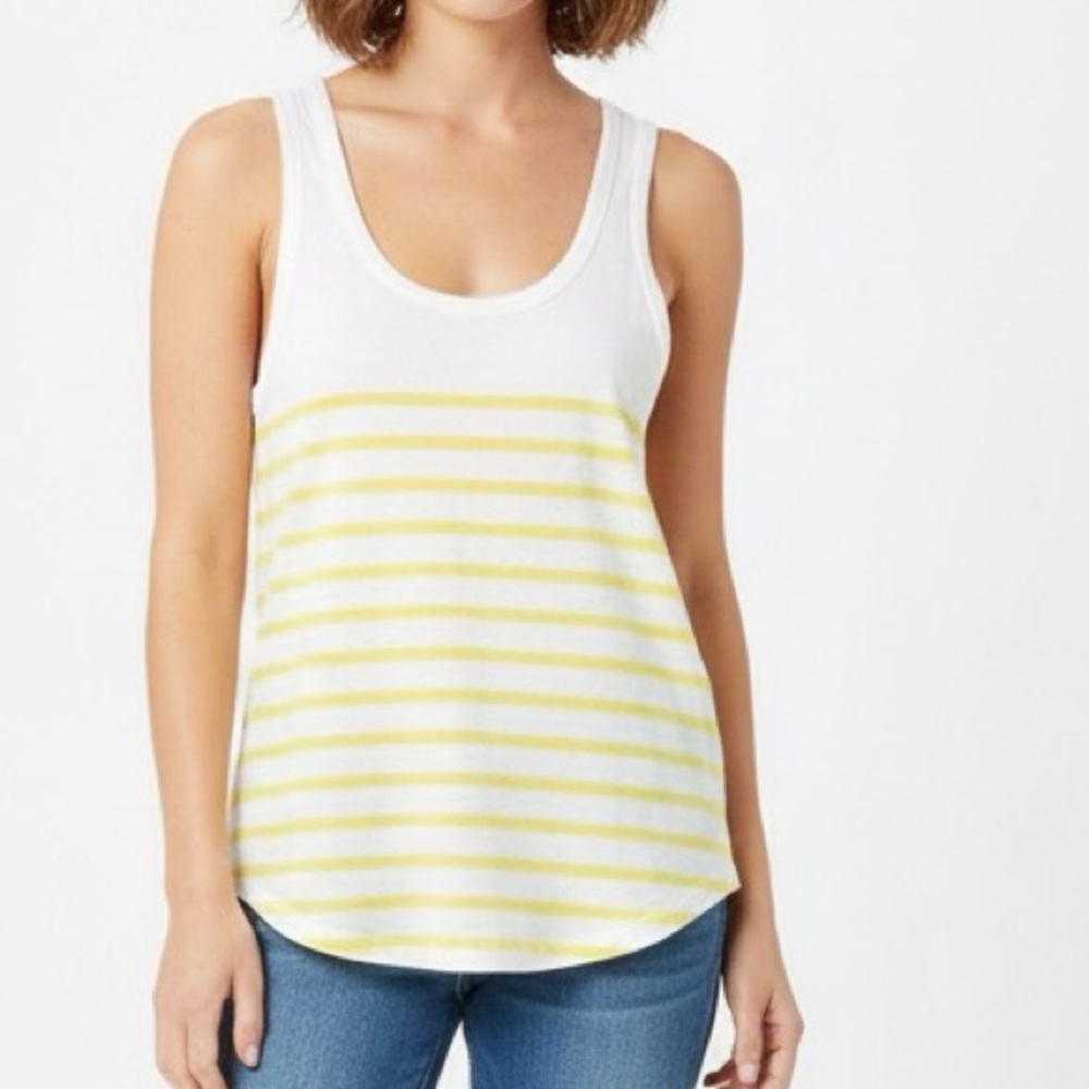 J. Crew White and Yellow Relaxed Tank Top